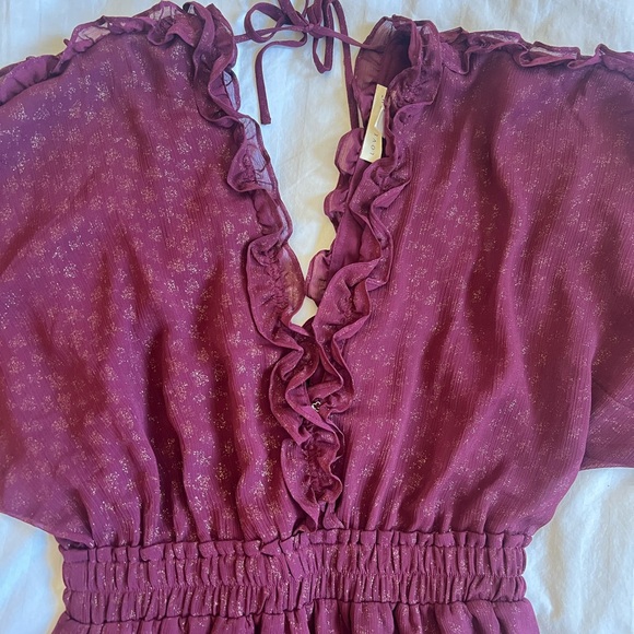 Burgundy Ruffle Dress - Picture 3 of 4